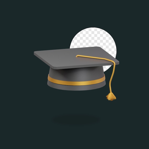 Sombrero de graduación flotante icono 3d