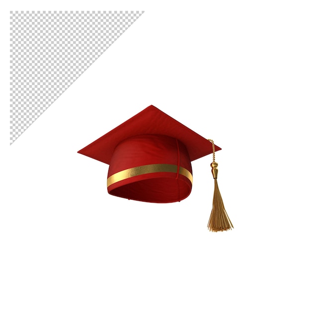 PSD sombrero de graduacion rojo png