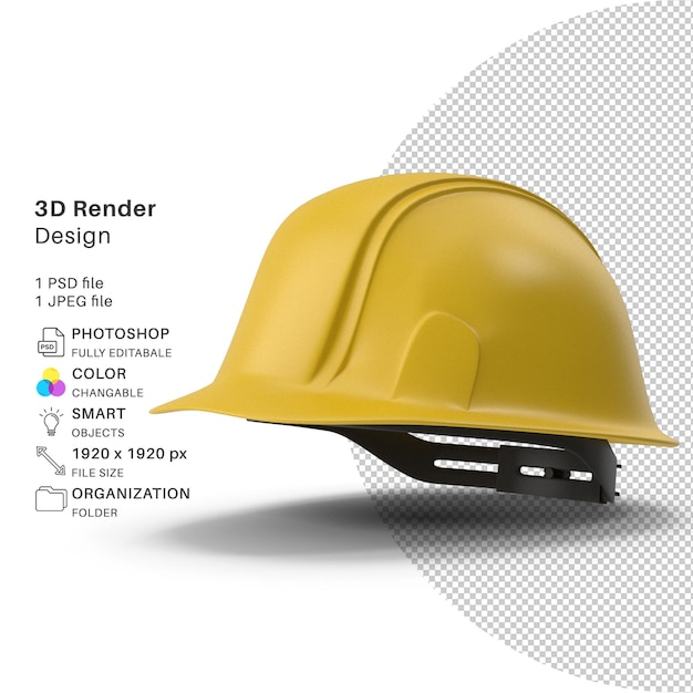 PSD sombrero de ingeniería de seguridad modelación 3d archivo psd sombrero realista de ingeniería