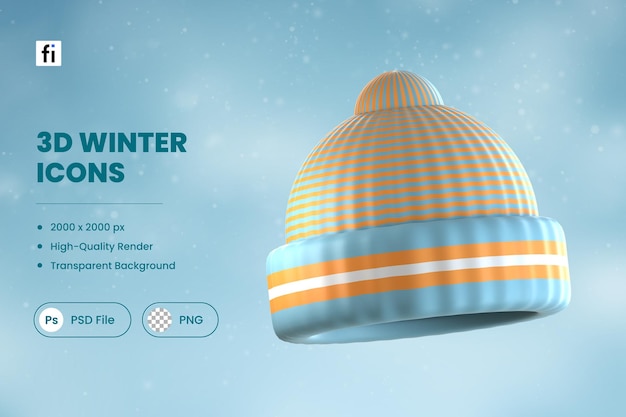 PSD sombrero de invierno de ilustración de invierno 3d