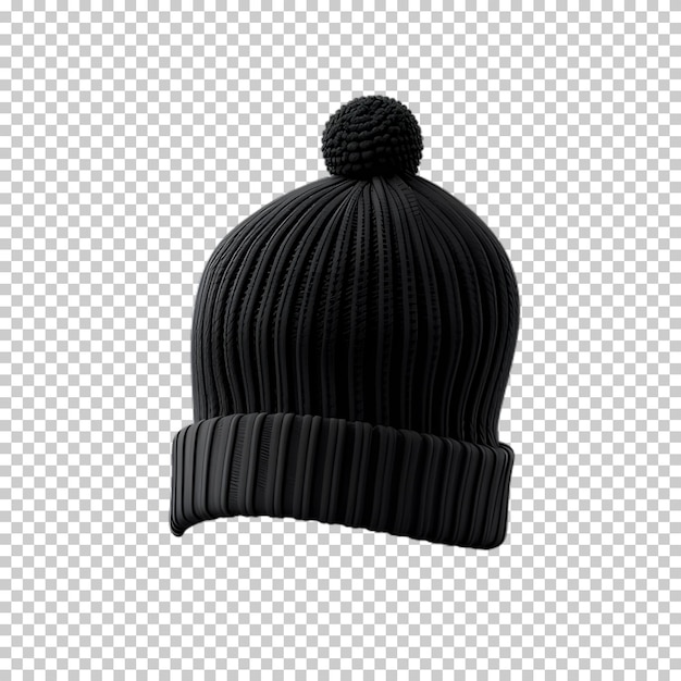 sombrero de invierno negro aislado sobre un fondo transparente