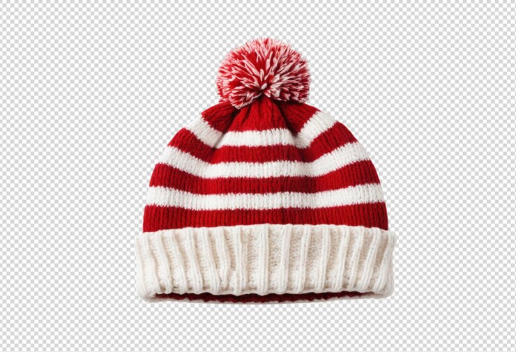 PSD sombrero de invierno a rayas rojas y blancas 4