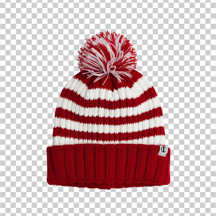 PSD un sombrero de invierno de rayas rojas y blancas png aislado sobre un fondo transparente