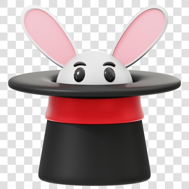 El sombrero mágico muestra el icono de renderización 3D aislado trasfondo transparente