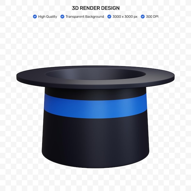 PSD sombrero mágico de renderizado 3d aislado