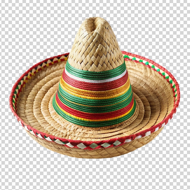 PSD sombrero mexicano de paja aislado sobre un fondo blanco