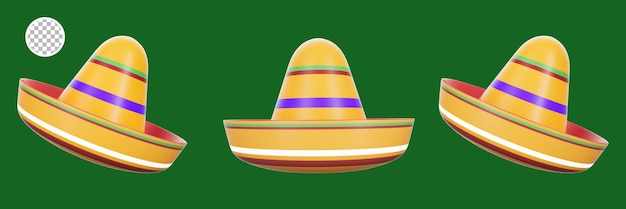 PSD un sombrero mexicano está sobre un fondo verde.