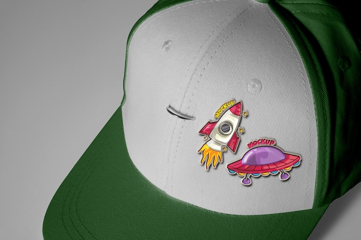 PSD sombrero de moda con maqueta de alfileres