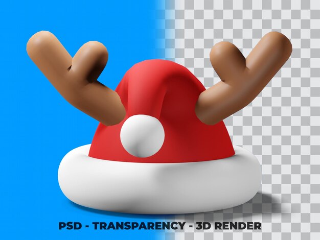 PSD sombrero de navidad 3d con fondo de transparencia