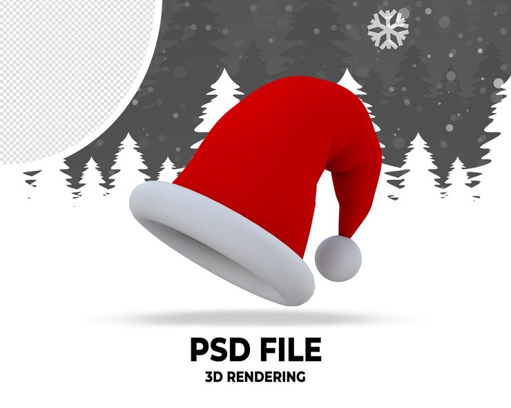 PSD sombrero de navidad 3d