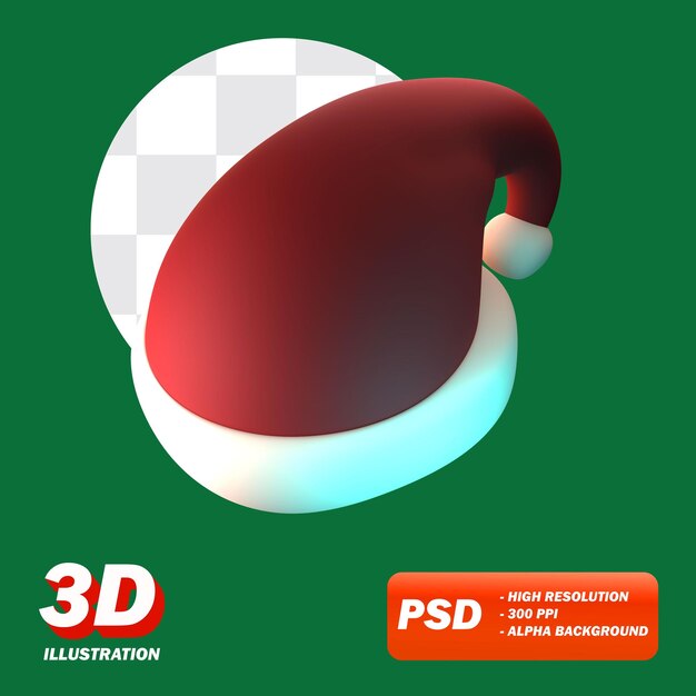 PSD sombrero de navidad fondo aislado de alta resolución