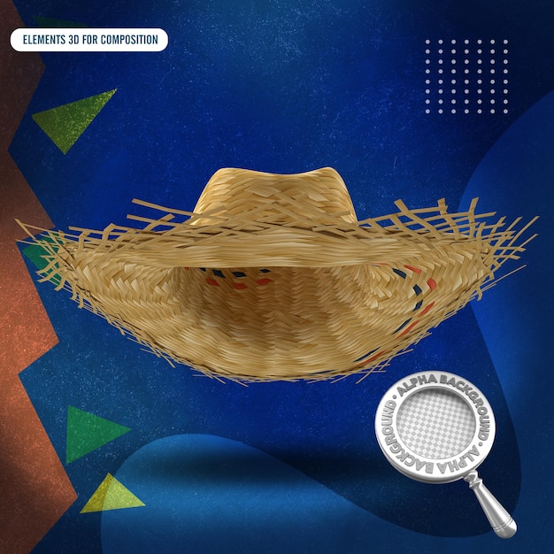 Sombrero de paja campesino sureño psd premium