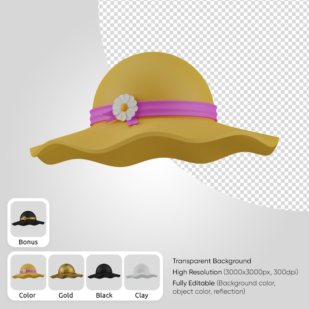 Sombrero pamela 3d