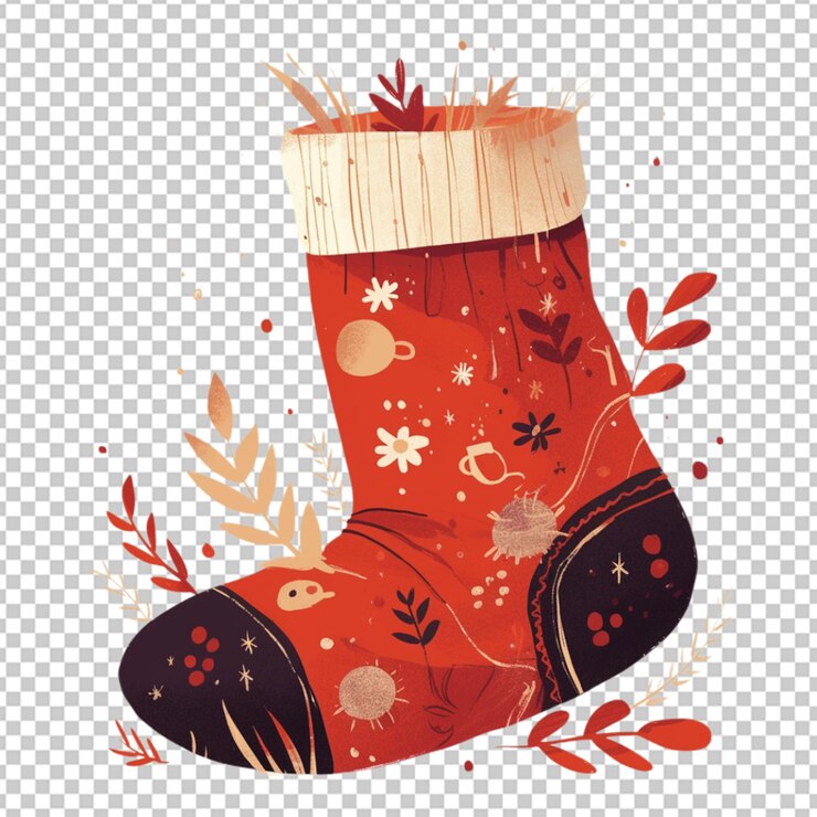 PSD sombrero de papá noel con cajas de regalos y abeto