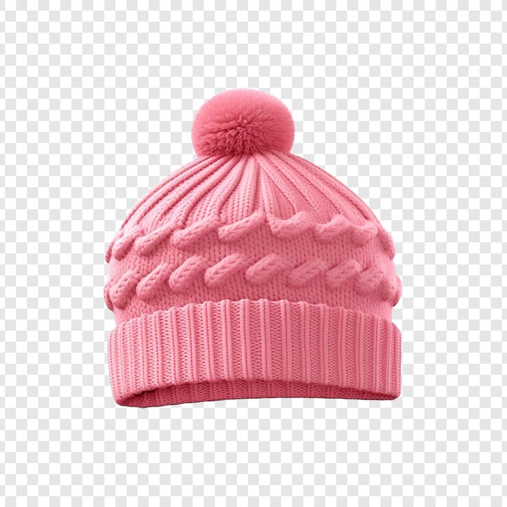 PSD sombrero de punto de color rosa aislado sobre fondo transparente