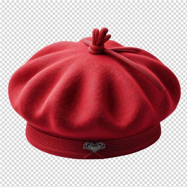 Un sombrero rojo con una etiqueta en él