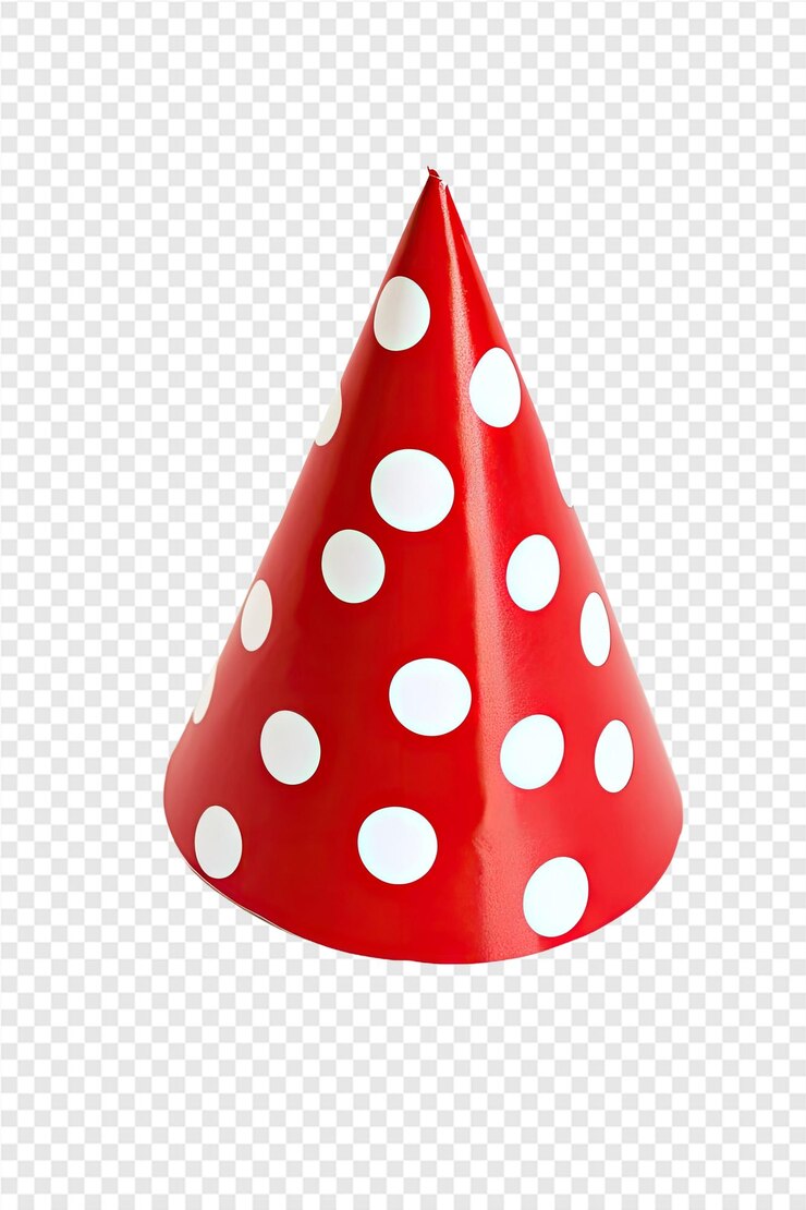 PSD sombrero rojo con puntos blancos en un fondo transparente