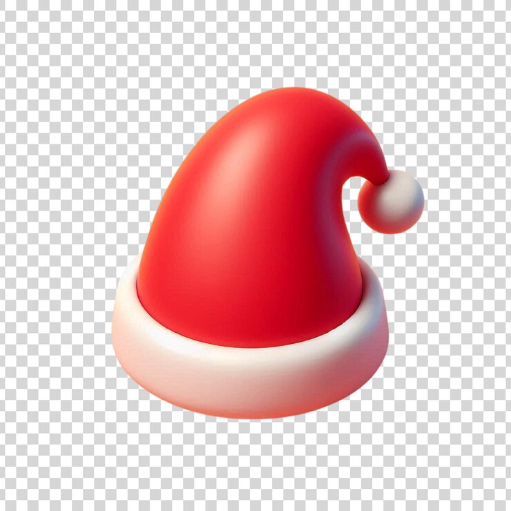 Sombrero de Santa Claus estilo cartón 3D aislado en fondo transparente