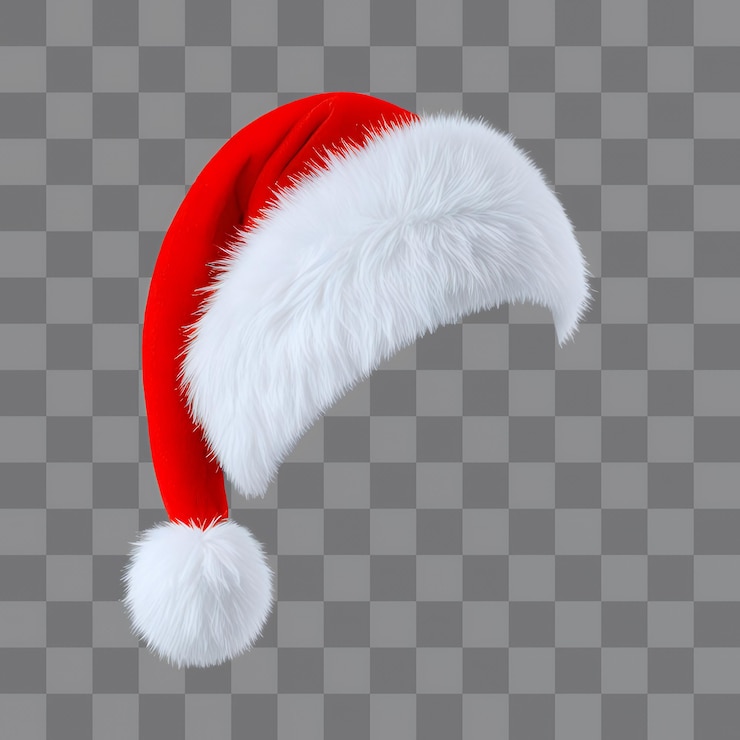 PSD un sombrero de santa que es rojo y blanco con un borde blanco