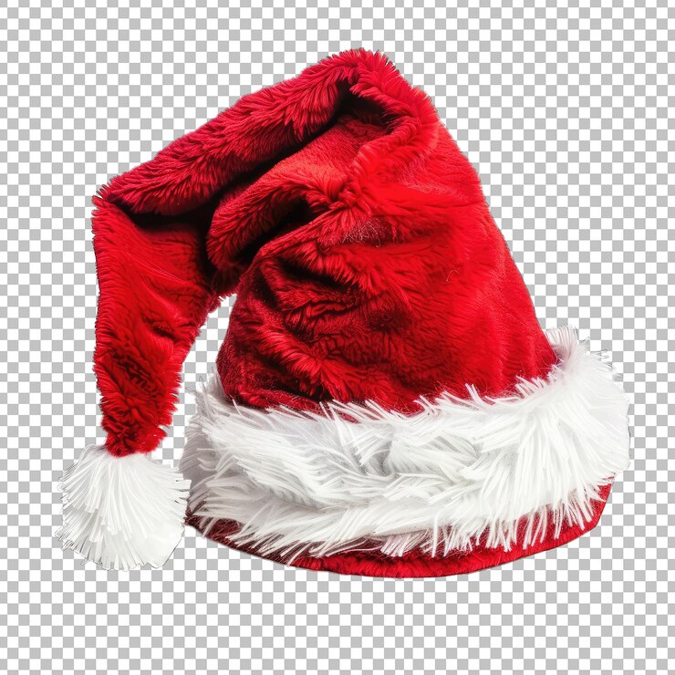 PSD un sombrero de santa que es rojo y blanco en fondo transparente png