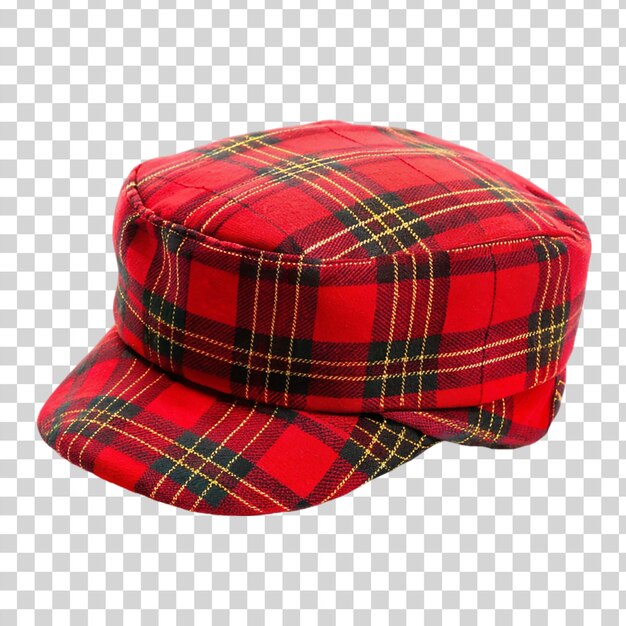 PSD sombrero de tartan rojo aislado sobre un fondo transparente