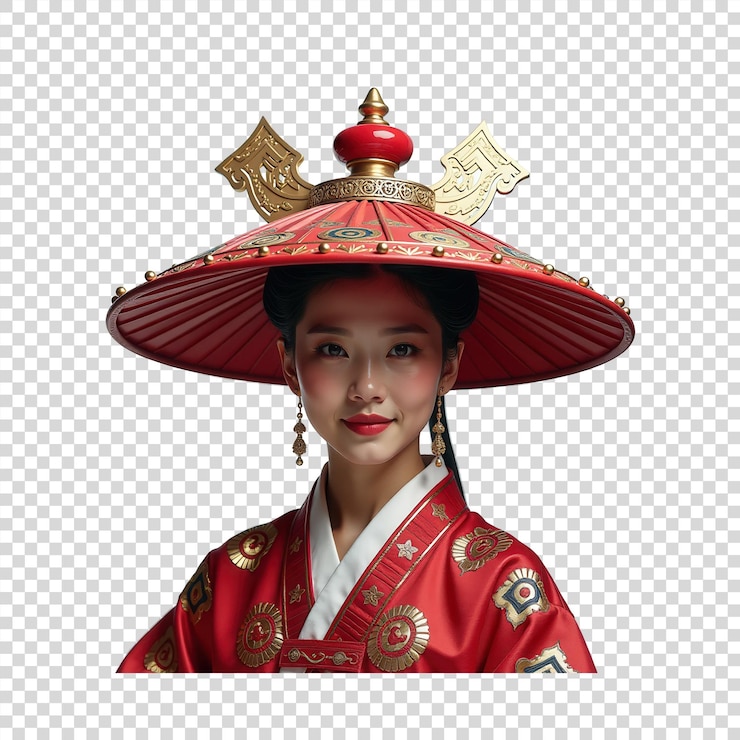 PSD sombrero tradicional de la ópera china sobre un fondo transparente