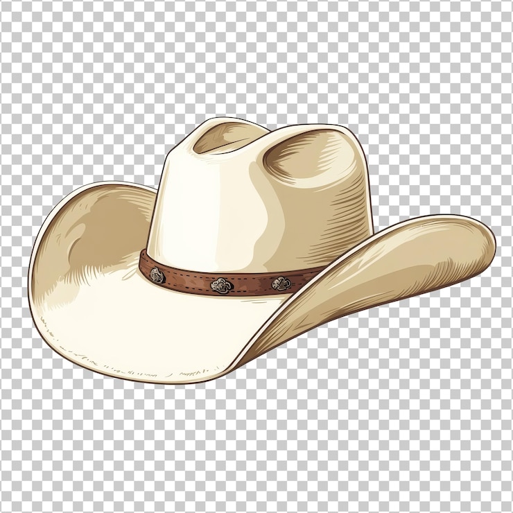 PSD sombrero de vaquero clásico con banda de cuero y detalles cortados transparentes