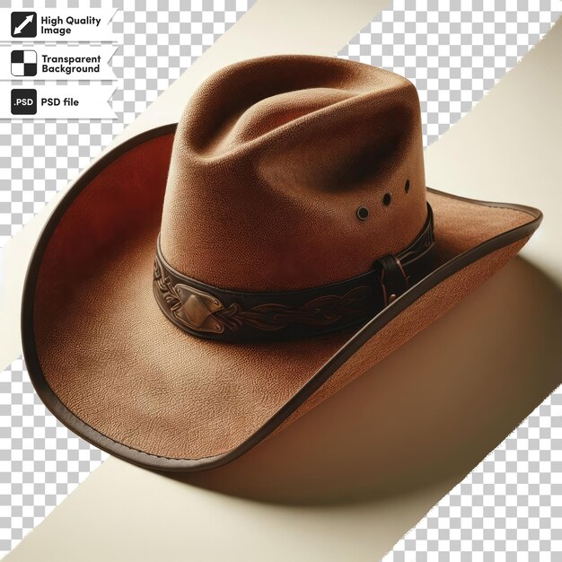 Sombrero de vaquero marrón psd en fondo transparente con capa de máscara editable