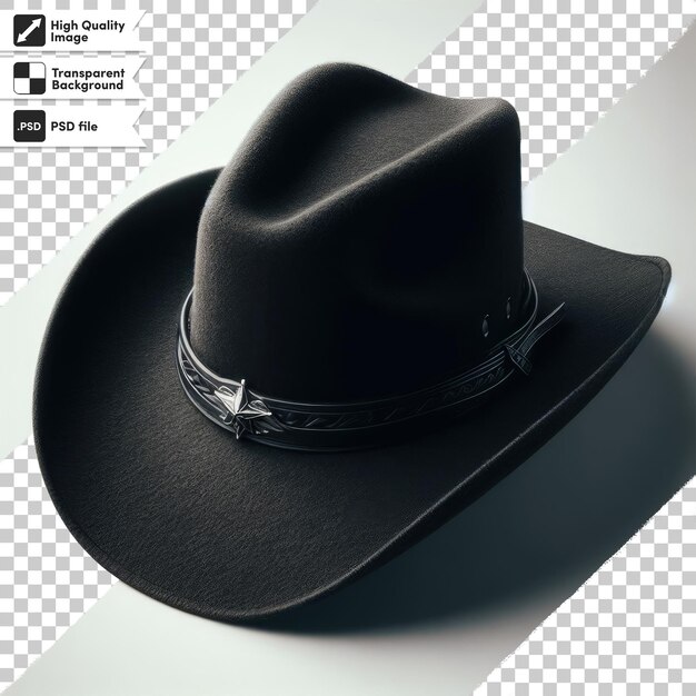 Sombrero de vaquero negro psd en fondo transparente con capa de máscara editable