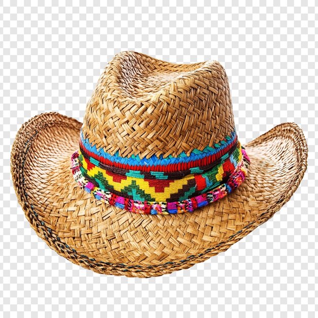 Sombrero de vaquero de paja bohemia con una banda colorida