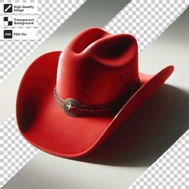 Sombrero de vaquero rojo PSD en fondo transparente con capa de máscara editable