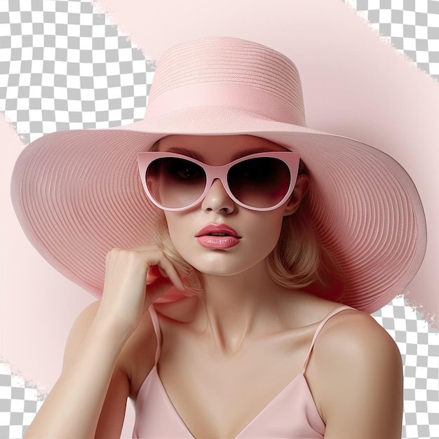 PSD sombrero de verano con fondo transparente rosado