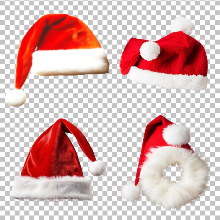 PSD sombreros de papá noel aislados