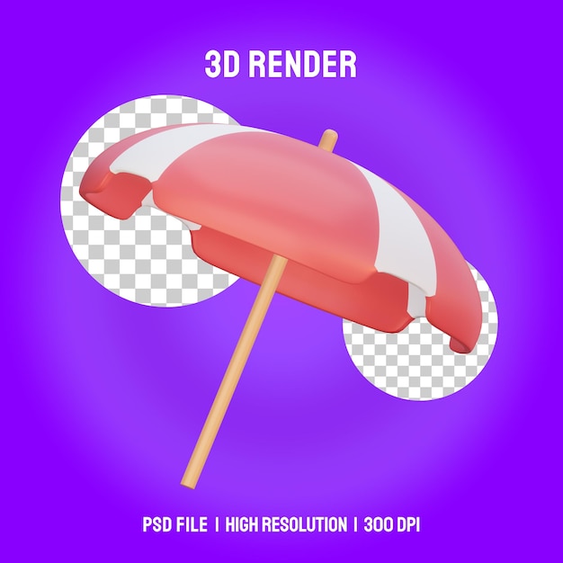 PSD sombrilla de playa ilustración 3d