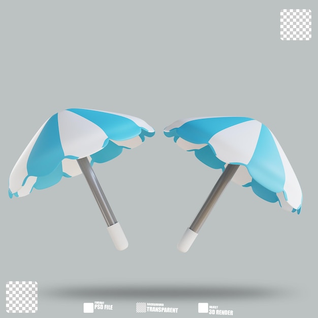 PSD sombrilla de playa de ilustración 3d