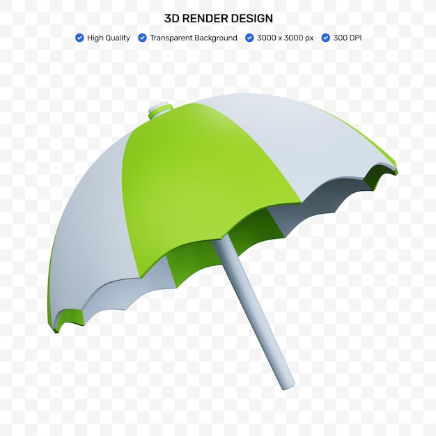 sombrilla de playa de renderizado 3d aislada
