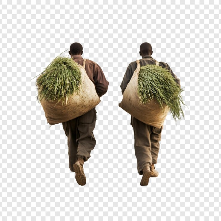 PSD someone is carrying grass for livestock