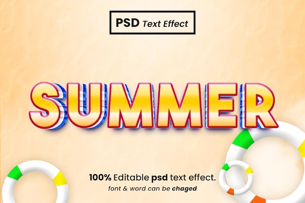 PSD sommer 3d bearbeitbarer texteffekt