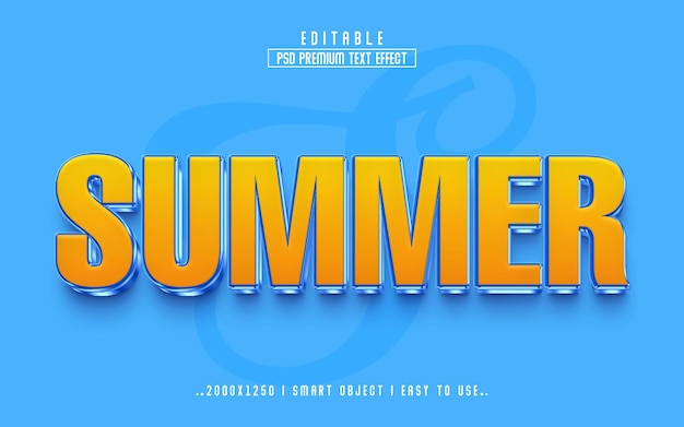 Sommer 3d bearbeitbarer Texteffektstil mit erstklassigem Hintergrund