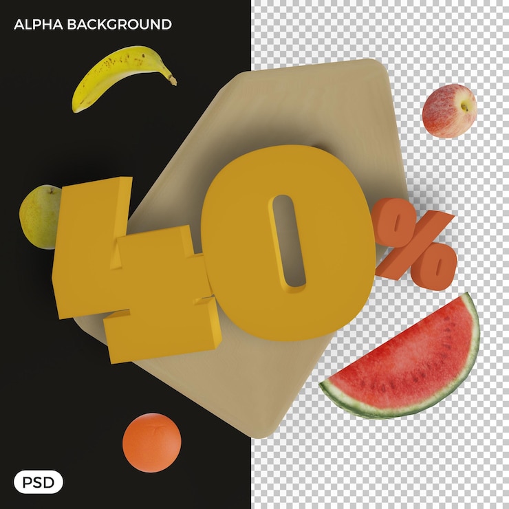 PSD sommer 40 prozent rabatt verkaufsangebot 3d render