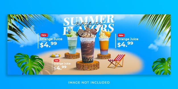 Sommer-Getränke-Menü-Werbung Social Media Facebook-Cover-Banner-Vorlage