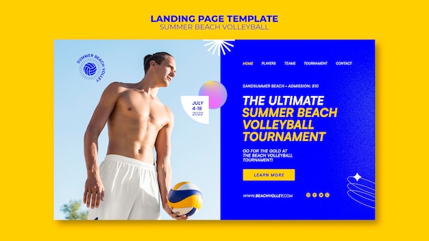 PSD sommer-landing-page-vorlage mit flachem design