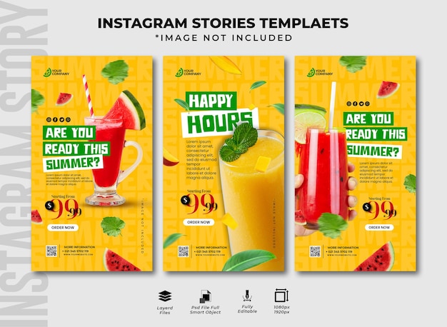 Sommergetränk sonderangebot instagram stories template design