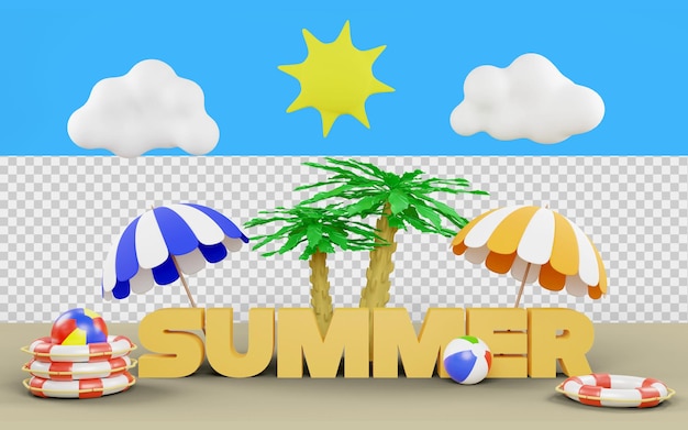 Sommerrabattangebot in 3D-Rendering