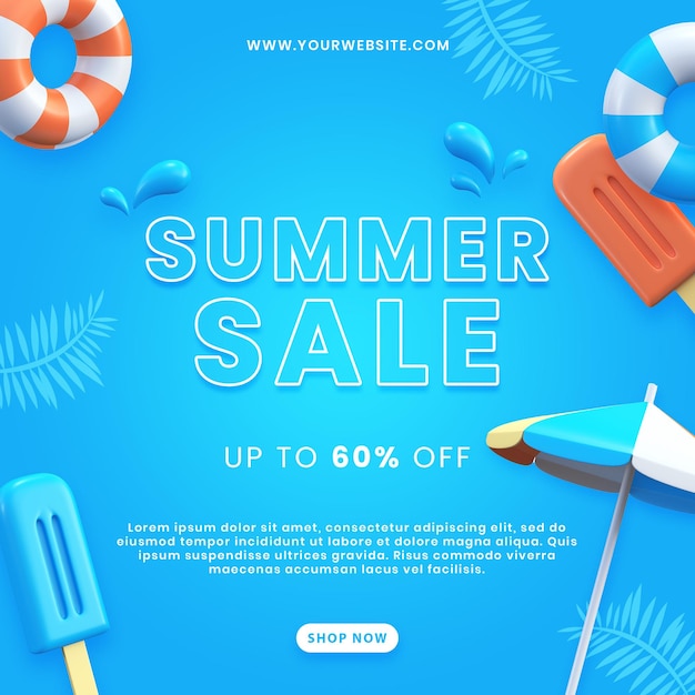 Sommerrabattverkauf Social-Media-Poster-PSD-Mockup