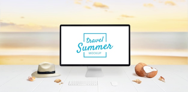 PSD sommerreise-display-mockup-szenenersteller