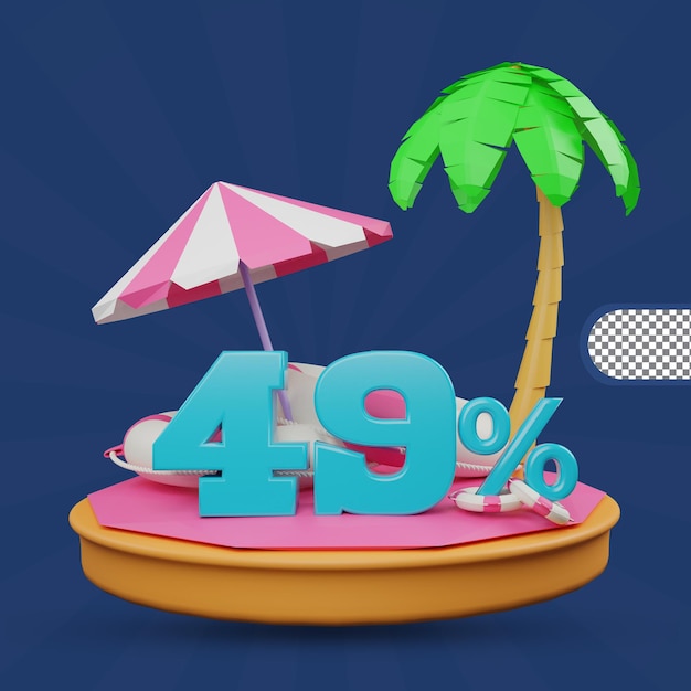 Sommerschlussverkauf 49 prozent rabattangebot 3d-rendering