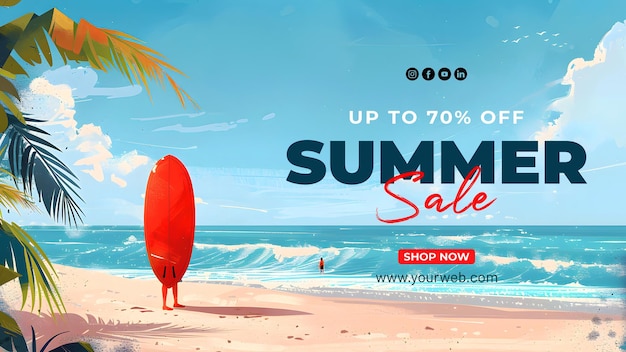 Sommertag-Poster für die Sommersaison mit der besten Strandszene und einem schönen, lustigen Strandurlaub