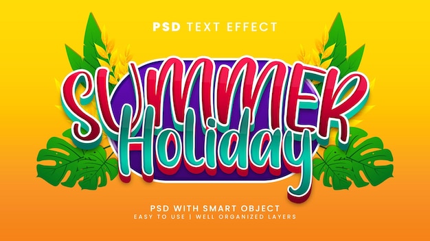 Sommerurlaub 3d bearbeitbarer Texteffekt