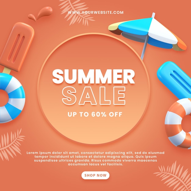 Sommerverkaufspromotion Social-Media-Poster-PSD-Mockup